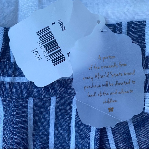 NWT Altar’d State Striped Pant Wide Leg Jumpsuit in Blue & White / Medium - Picture 3 of 12